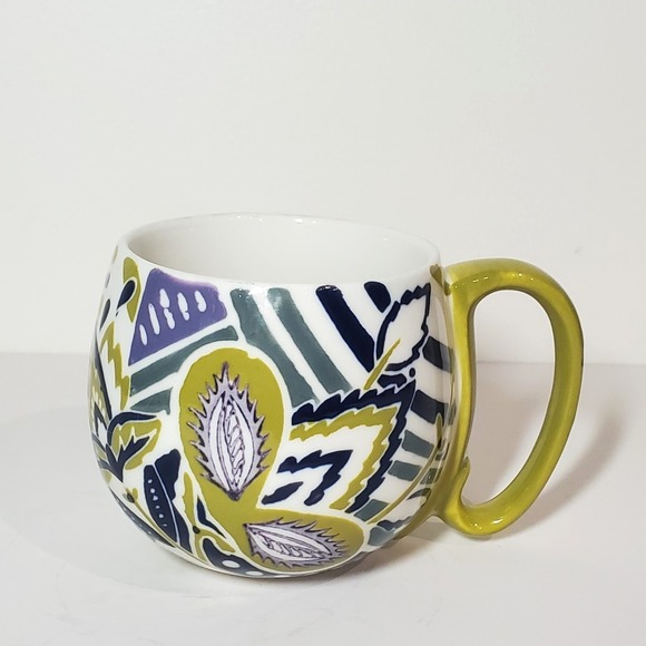 Anthropologie Orchid Pavilion Moss Green Floral Coffee Tea Mug - Picture 1 of 10